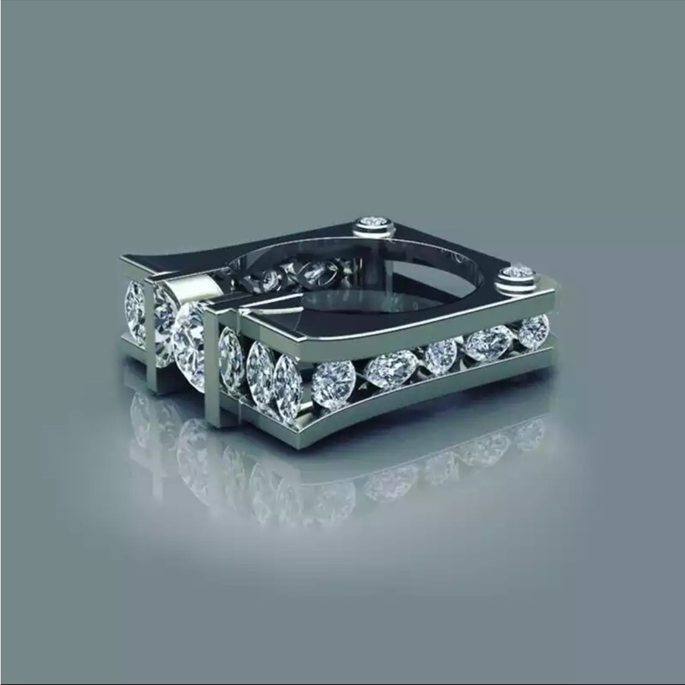 New 925 Silver Classic Irregular Geometric Ladies New Hip Hop Party Diamond Ring